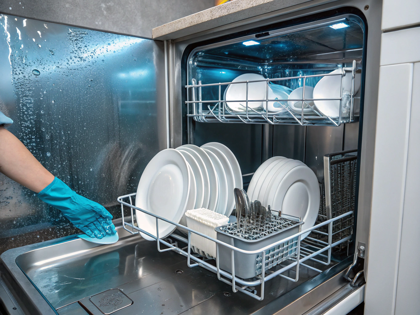 Cleaning dishwasher spray arm nozzles for better flow
